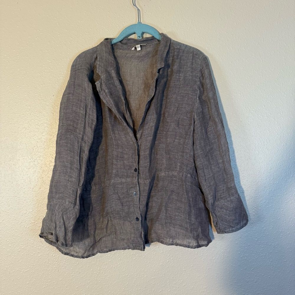 Eileen Fisher 100% Linen Lightweight Blazer Large
